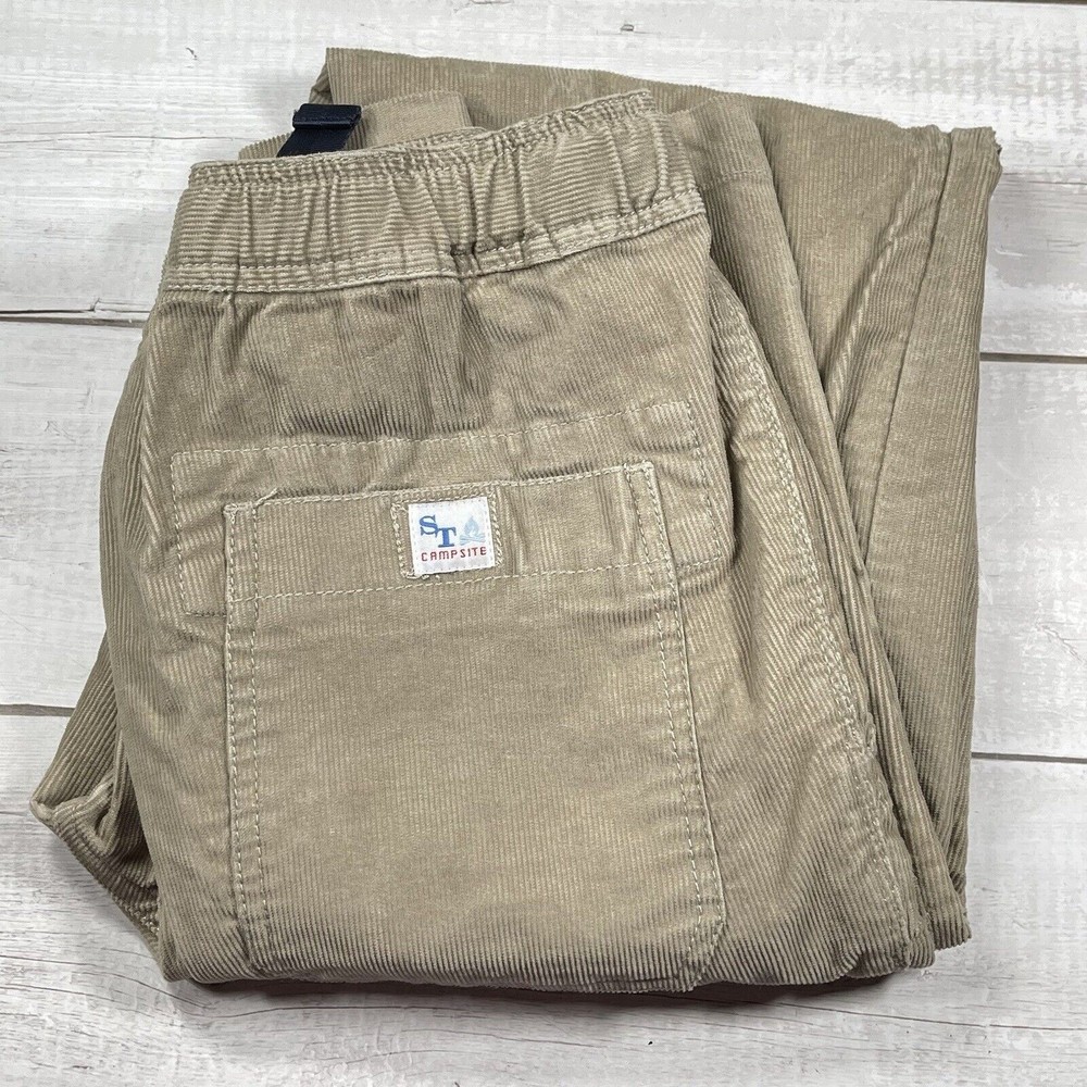 Southern Tide Campsite Men's XS 34‎ Long Khaki Camping Corduroy Pants With Belt